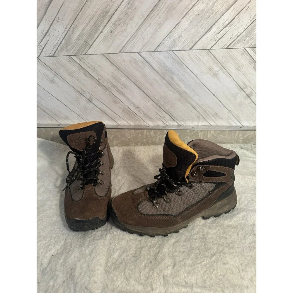 Ozark Trail Men's Mid Hiking Boots Brown Yellow Size 12 Pre-Owned Outdoor Trail